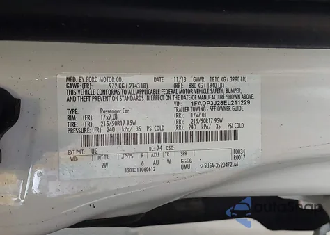 2014 Ford Focus Titanium z USA, uszkodzony, nr VIN 1FADP3J28EL211229